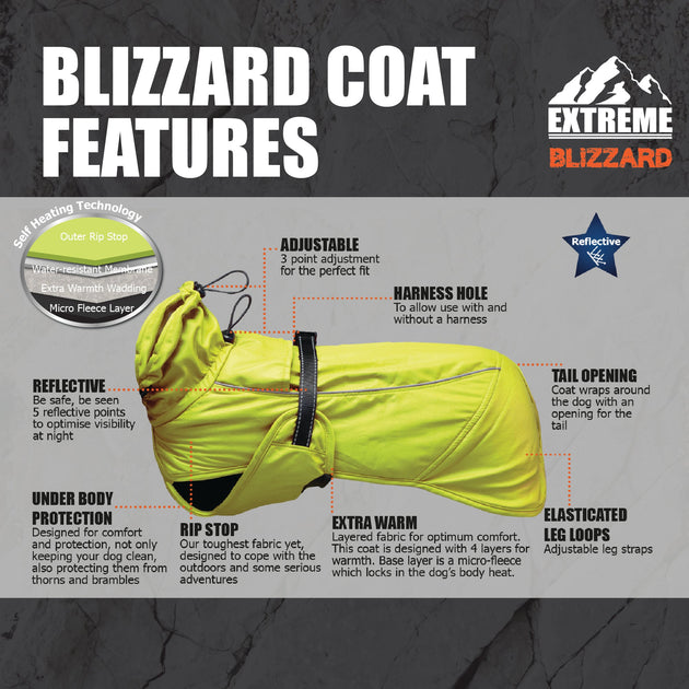 Ancol Extreme Blizzard Dog Coat Reflective Yellow Riding & Harness Stuff