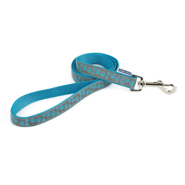 Ancol Dog Lead Ancol Patterned Collection Dog Lead Reflective Paw Blue