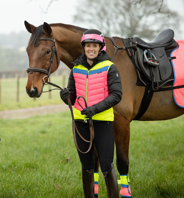 Equisafety XSmall Equisafety Hi-Vis Riding Gilet Pink/Yellow