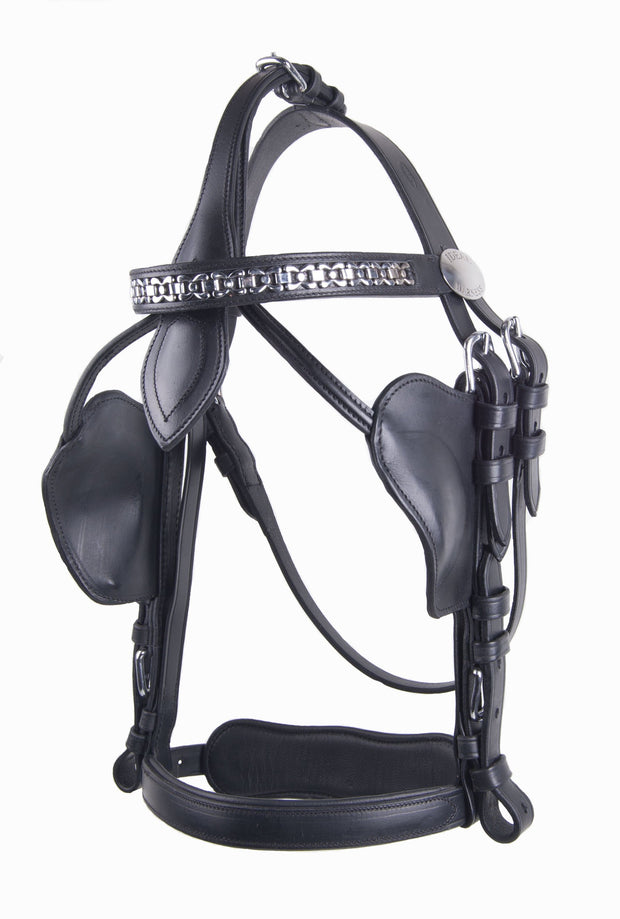 Ideal Driving Bridle Mini / Black Ideal Luxe Driving Bridle with Half Blinkers
