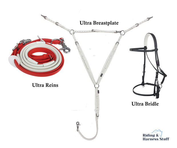 Zilco Black / Red / White Zilco Ultra Endurance Complete Set -  Bridle, Reins, Breastplate Mix n Match