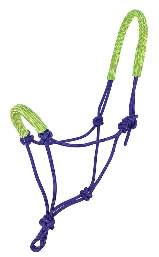 Zilco Headcollar Purple/Lime Knotted Halter with Padded Nose