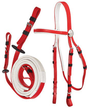 Zilco Red/White Zilco Race Bridle with Buckle Reins Set White Grips