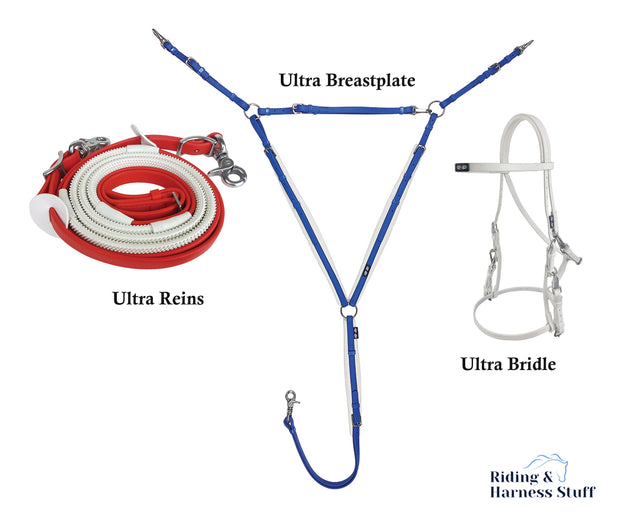 Zilco White / Red / Royal Zilco Ultra Endurance Complete Set -  Bridle, Reins, Breastplate Mix n Match