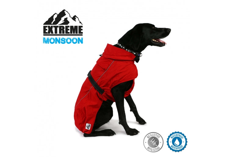 Ancol Extreme Monsoon Dog Coat Red Riding & Harness Stuff