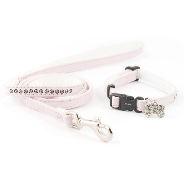 Ancol Dog Collar Ancol Small Bite Dog Collar & Lead Deluxe Jewel Pink