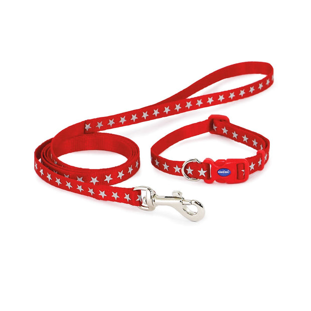 Ancol Dog Collar Ancol Small Bite Dog Collar & Lead Reflective Star Red