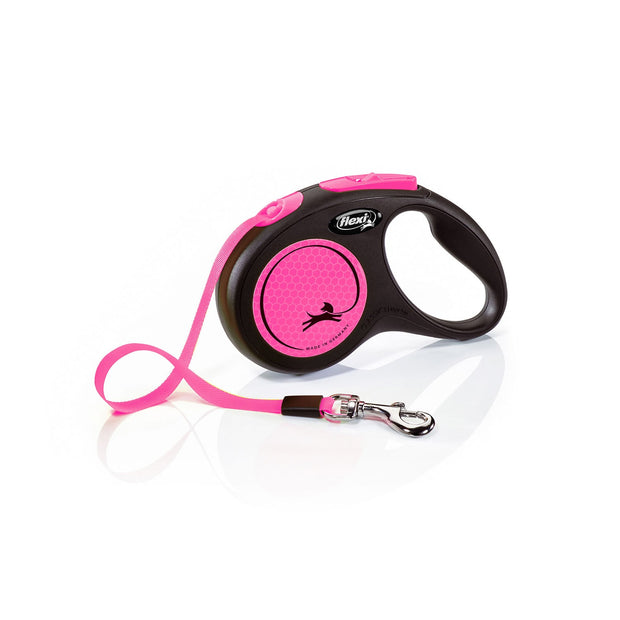 Flexi Dog Lead Pink / Medium up to 25Kg Flexi Dog Lead New Neon Tape