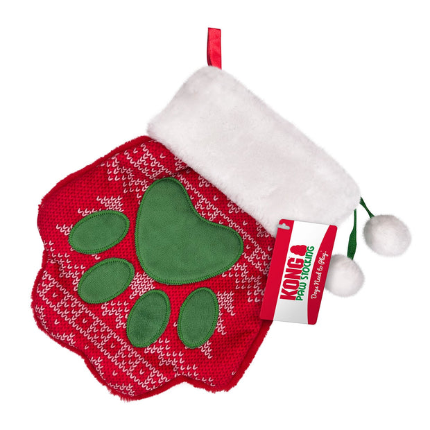 Kong Dog Toy Kong Holiday Stocking Paw Knitted Pattern Dog Toy