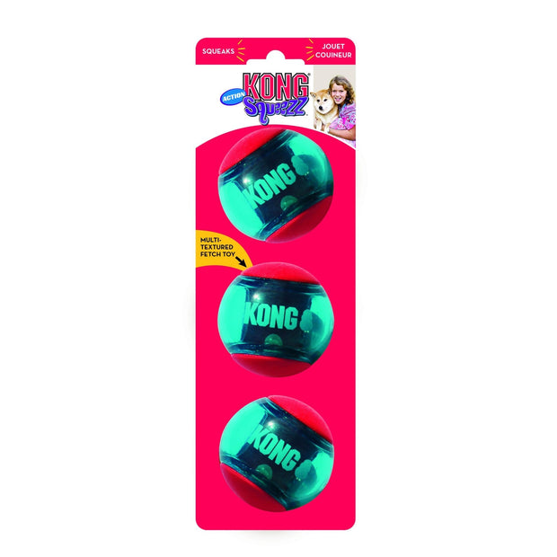 Kong Dog Toy Small 3 Pack Kong Squeezz Action Ball Dog Toy