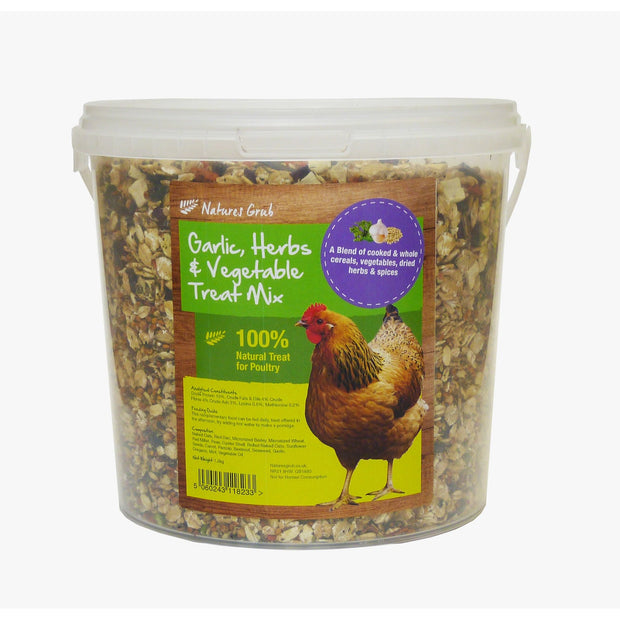Natures Grub Chicken Feed 1.2Kg Natures Grub Garlic, Herb & Vegetable Treat Mix