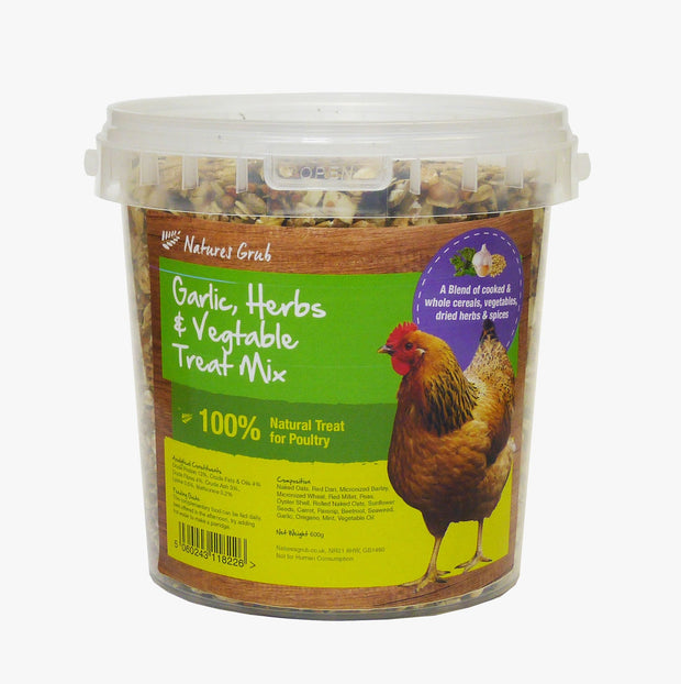 Natures Grub Chicken Feed 600g Natures Grub Garlic, Herb & Vegetable Treat Mix