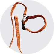 Riding & Harness Stuff Dog Collar Orange / Small Dog Lead and Collar Flower Pattern