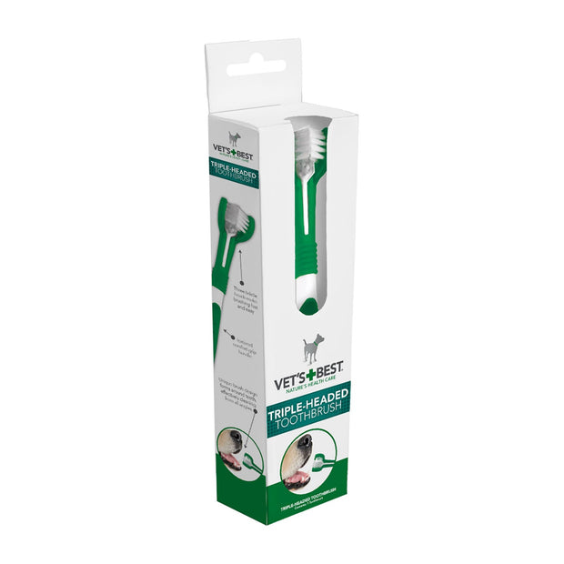 Vets Best Dog Treatments Vets Best Triple Headed Toothbrush for Dogs
