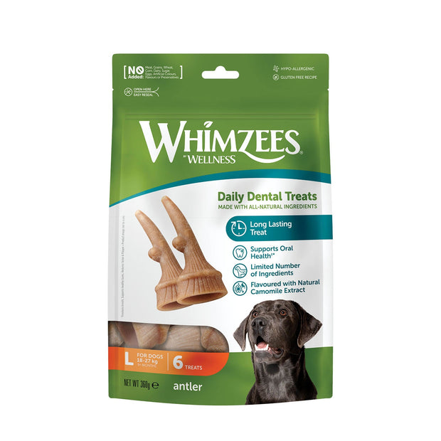 Whimzees Dog Treat Large 6 treats Whimzees Antler Treat Pack