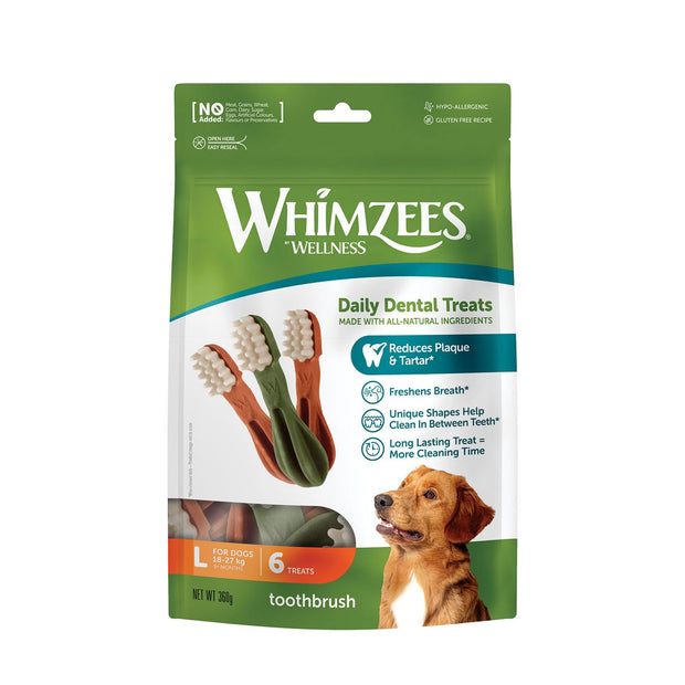 Whimzees Dog Treat Large 6 treats Whimzees Toothbrush Treat Pack