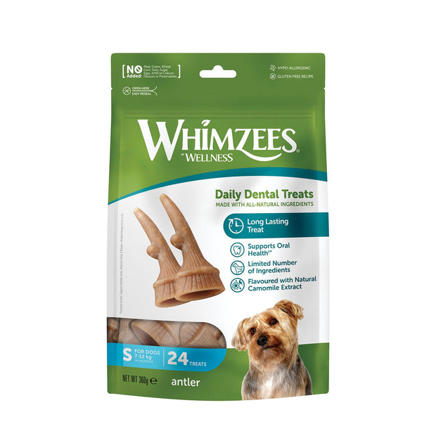 Whimzees Dog Treat Small 24 Treats Whimzees Antler Treat Pack