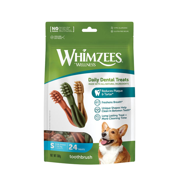 Whimzees Dog Treat Small 24 Treats Whimzees Toothbrush Treat Pack
