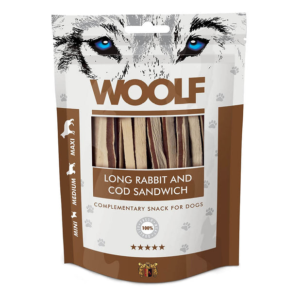 Woolf Dog Treat Woolf Long Rabbit & Cod Sandwich Dog Treats