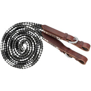 Zilco Reins Black/Grey/White Tough1 7ft Flat Braided Trail Reins