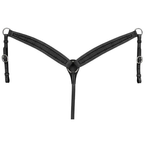 Zilco Bridle Black Royal King Barbed Wire Tooled Tapered Breastcollar