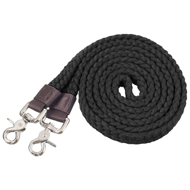 Zilco Reins Black Tough1 Pro Flat Cotton Roping Reins