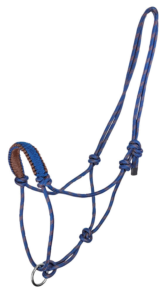 Zilco Headcollar Navy/Brown / Cob Knotted Halter with Ring