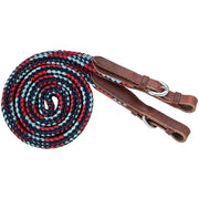 Zilco Reins Navy/Red/Aqua Tough1 7ft Flat Braided Trail Reins