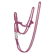 Zilco Headcollar Navy/Red / Small Rope Halter with Reins