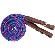 Zilco Reins Purple/Turquoise/Pink Tough1 7ft Flat Braided Trail Reins