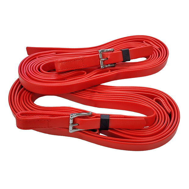 Zilco Driving Reins Red Zilco Plain 4 Loop Reins (4.4Mtr) - (ladder reins)