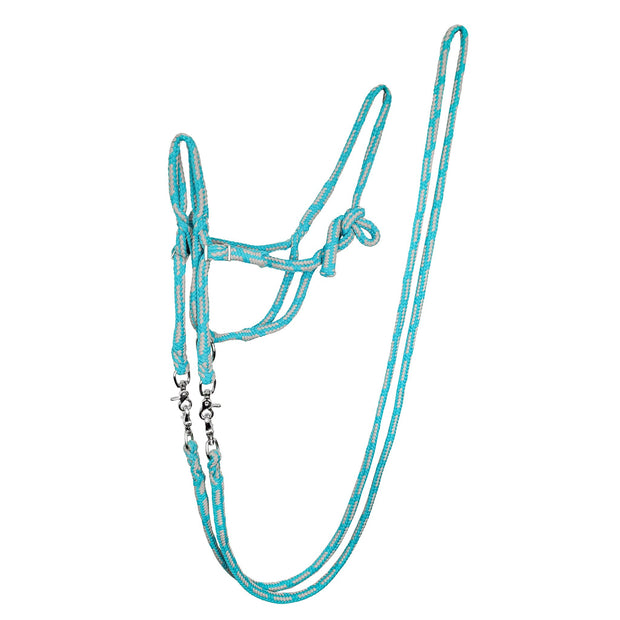 Zilco Headcollar Turquoise/Grey / Small Rope Halter with Reins