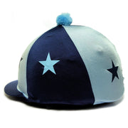 Capz Navy/Pale Blue Capz Motif Cap Cover Lycra Starz & Pom Pom