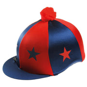 Capz Navy/Red Capz Motif Cap Cover Lycra Starz & Pom Pom