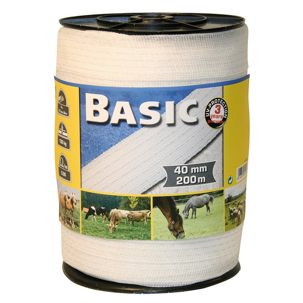 Corral 200m X 40mm / White Basic Fencing Tape 200m X 40mm