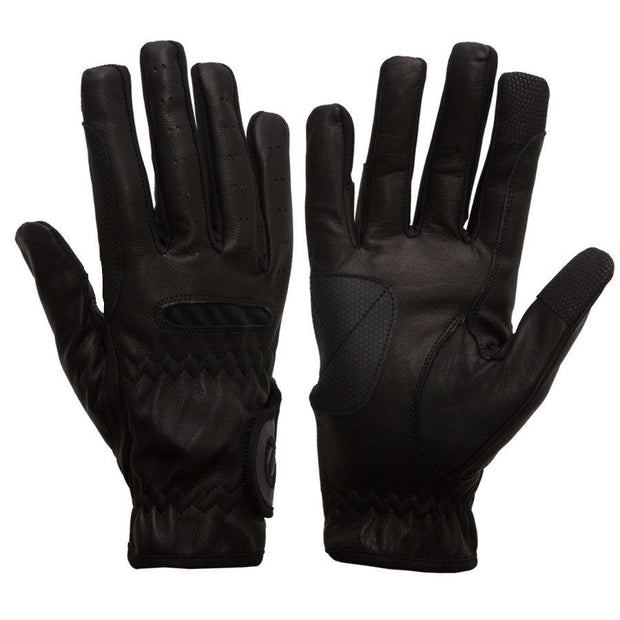 eGlove Gloves XSmall eQUEST Leather Grip Pro Riding Gloves - Black