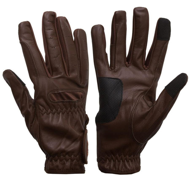 eGlove Gloves XSmall eQUEST Leather Grip Pro Riding Gloves - Chocolate Brown