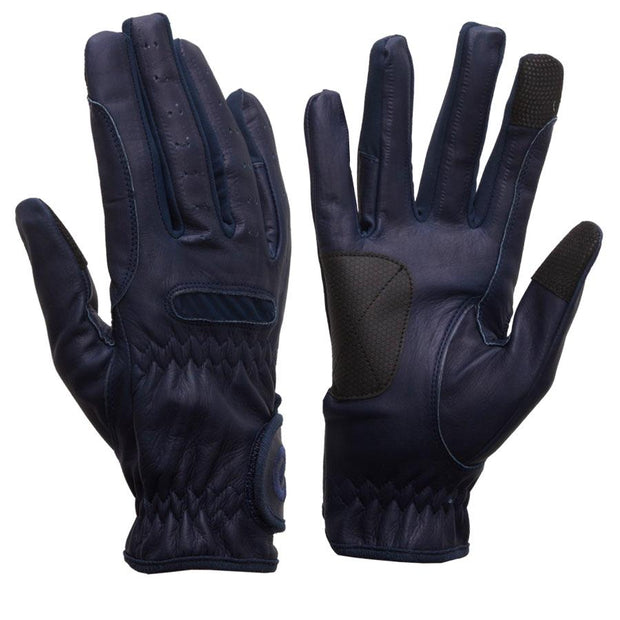 eGlove Gloves XSmall eQUEST Leather Grip Pro Riding Gloves - Navy