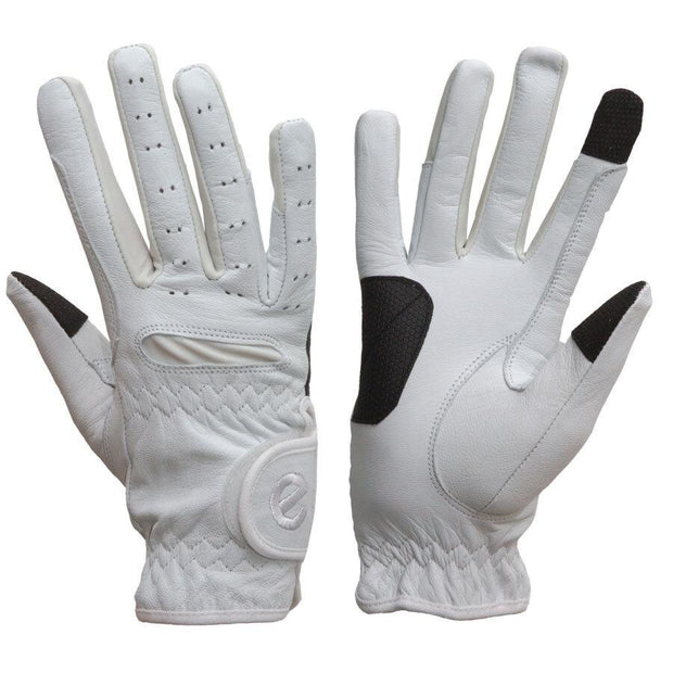 eGlove Gloves XSmall eQUEST Leather Grip Pro Riding Gloves - White