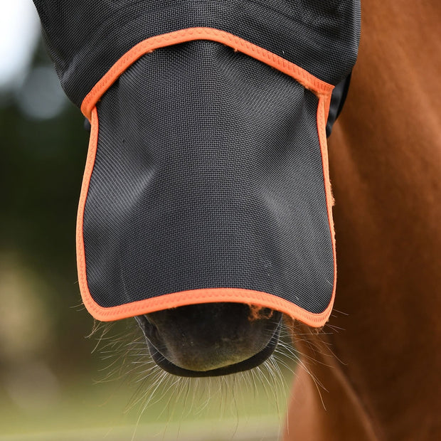 Equilibrium Products Fly Mask Xsmall / Black/Orange Equilibrium Field Relief Detachable Nose Piece Black