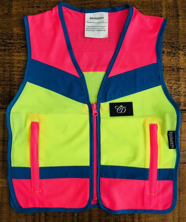 Equisafety Equisafety Multi Colour Hi Vis Waistcoat Child Pink/Yellow