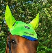 Equisafety Muffler Pony Equisafety Reflective Charlotte Dujardin Multi Coloured Mesh Horse Ears - GREEN/YELLOW