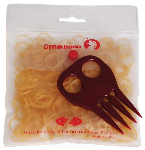 Gymkhana Grooming Brown Rubber Plaiting Bands plus Braid Aid Comb