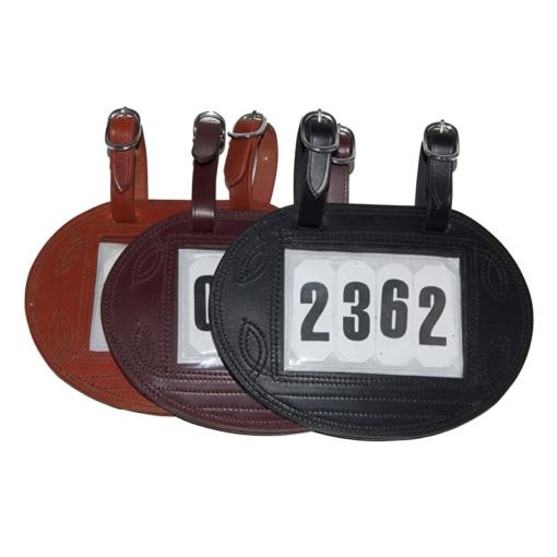 Ideal 4 numbers / Black Ideal Oval Vehicle Number Holder Leather