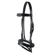 Ideal Bridle Full / Black Ideal Leather Riding Bridle with Flash Noseband Black Full