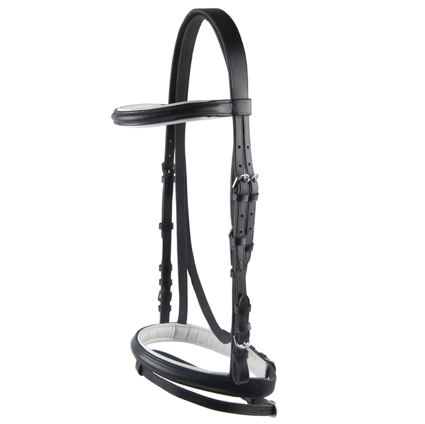 Ideal Bridle Full / Black Ideal Leather Riding Bridle with Flash Noseband Black Full