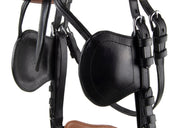 Ideal Driving Bridle Shetland / Black Ideal Luxe Leather Blinkers and Cheeks