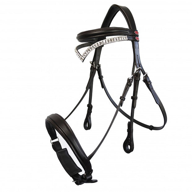 John Whitaker Bridle Pony / Black Whitaker Lynton Snaffle Bridle c/w Spare Browband