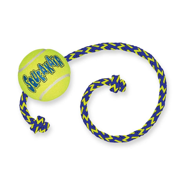Kong Dog Toy Medium Kong Squeakair Ball C/W Rope