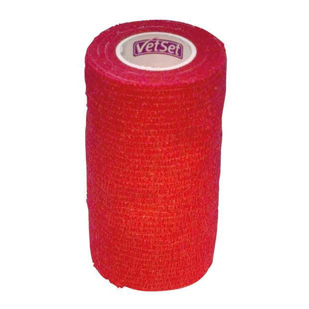 VetSet Bandages Red Vetset Wraptec Cohesive Bandage 100Mm